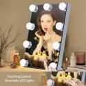 Tomshine Tabletop Mirror with Light 9 Bulbs Touching Control Makeup Mirror Detachable 10x Magnifier USB Powered Dimmable 3 Light