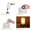 Tomshine Bedside Table Light Pulling Switch Desk Nightstand Lamp with 2 USB Charge Port Round Fabric Shade for Bedroom Living Ro