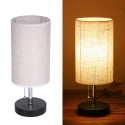 Tomshine Bedside Table Light Pulling Switch Desk Nightstand Lamp with 2 USB Charge Port Round Fabric Shade for Bedroom Living Ro