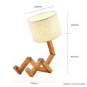 Robot Wooden Table Lamp Adjustable Folding Shape E27 Base for Living Room Bedroom Bedside Office