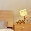 Robot Wooden Table Lamp Adjustable Folding Shape E27 Base for Living Room Bedroom Bedside Office