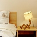 Robot Wooden Table Lamp Adjustable Folding Shape E27 Base for Living Room Bedroom Bedside Office