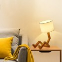 Robot Wooden Table Lamp Adjustable Folding Shape E27 Base for Living Room Bedroom Bedside Office