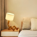 Robot Wooden Table Lamp Adjustable Folding Shape E27 Base for Living Room Bedroom Bedside Office