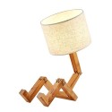 Robot Wooden Table Lamp Adjustable Folding Shape E27 Base for Living Room Bedroom Bedside Office