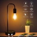 Tomshine Industrial Table Lamp with Two USB Charge Ports Stepless Dimmable Vintage Bedside Nightstand Lamp for Bedroom Living Ro