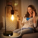 Tomshine Industrial Table Lamp with Two USB Charge Ports Stepless Dimmable Vintage Bedside Nightstand Lamp for Bedroom Living Ro