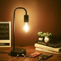 Tomshine Industrial Table Lamp with Two USB Charge Ports Stepless Dimmable Vintage Bedside Nightstand Lamp for Bedroom Living Ro