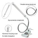 10W Eye Protection LED Clamp Clip Light Table Desk Reading Lamp