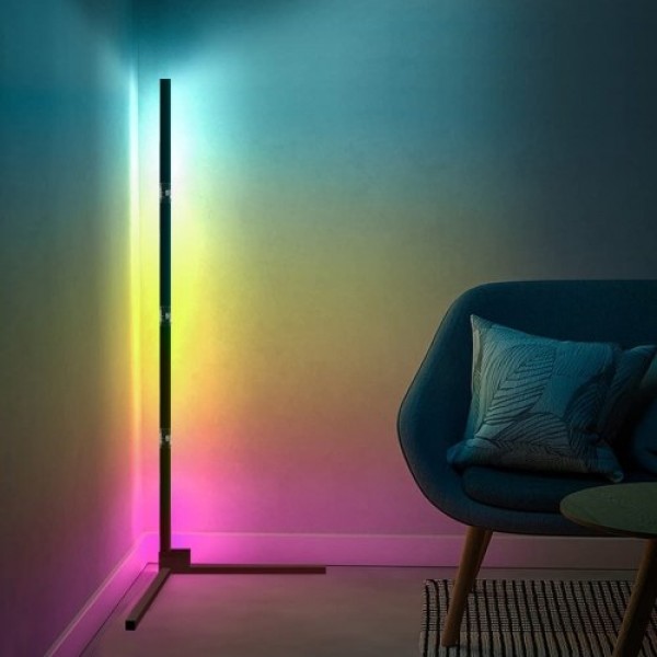 59 inch Smart Corner Standing Lamp RGB Color Changing Floor Light Supported BT Connected/ Music Synic/ Memory Function/ Controll