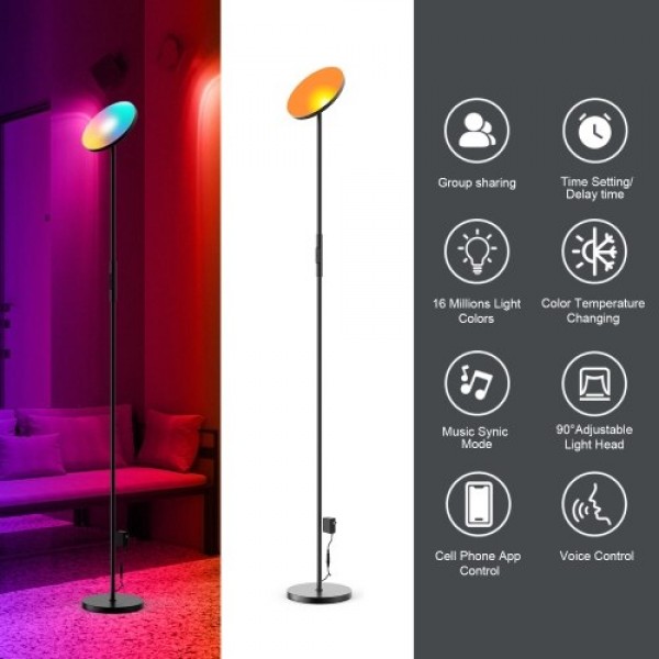 100-240V 24W Wirelessly WIFI Connected Connection LEDs Floor Lamp(16 Millions Colors/20 Dynamic Modes )