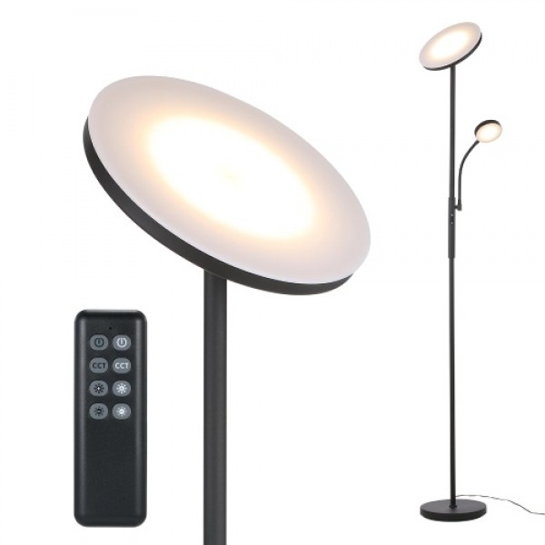 Tomshine LED Floor Lamp with Adjustable Reading Light Remote &amp; Touching Control Standing Lamp 4 Color Temperatures &amp; Ste