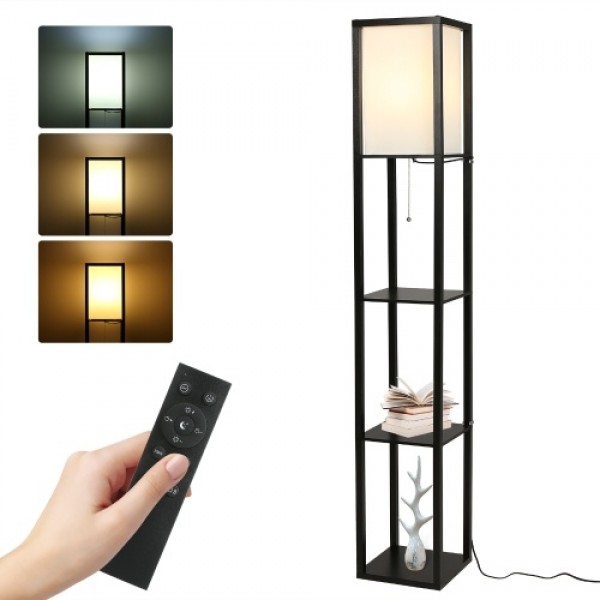 Tomshine Modern Shelf Floor Lamp with Remote Control &amp; Pulling Switch 15W Dimmable LEDs Bulb Color Temperatures Adjustable N