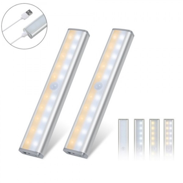 2PCS 20 LEDs Cabinet Lights Magnetic Removable Stick-On Motion Sensor Lights