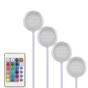 4PCS Slim Round Shape RGB LED Cabinet Light Kit