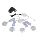 4PCS Slim Round Shape RGB LED Cabinet Light Kit