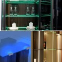 RGB LED Clip On Glass Shelf Lighting Under Cabinet Night Lights Kit for Glass Edge Shelf with Remote Control