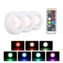 3 Pack RGB Battery Powered Cabinet Lamp Puck Light  with Remote Control