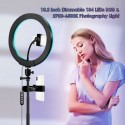 10.2 Inch Dimmable 184 LEDs RGB &amp; 2700-6500K Photography Light USB Powered Operated Selfie Lamp 10 Levels Adjustable Brightn