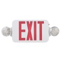 AC120/277V Red Exit Sign LEDs Combo Emergency Light with Adjustable Two Head Backup Batteries