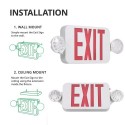 AC120/277V Red Exit Sign LEDs Combo Emergency Light with Adjustable Two Head Backup Batteries