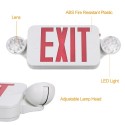 AC120/277V Red Exit Sign LEDs Combo Emergency Light with Adjustable Two Head Backup Batteries