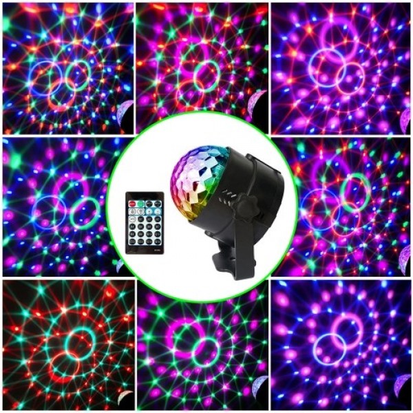 4W 15 Colors Sound Activated Party Lights with Remote Controller