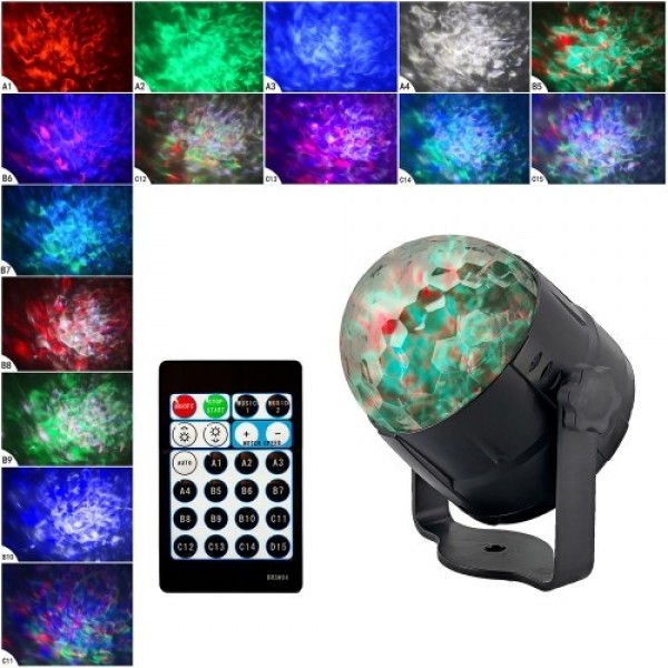 6W 15 Colors Water Wave Projecting Lamp with Remote Controller