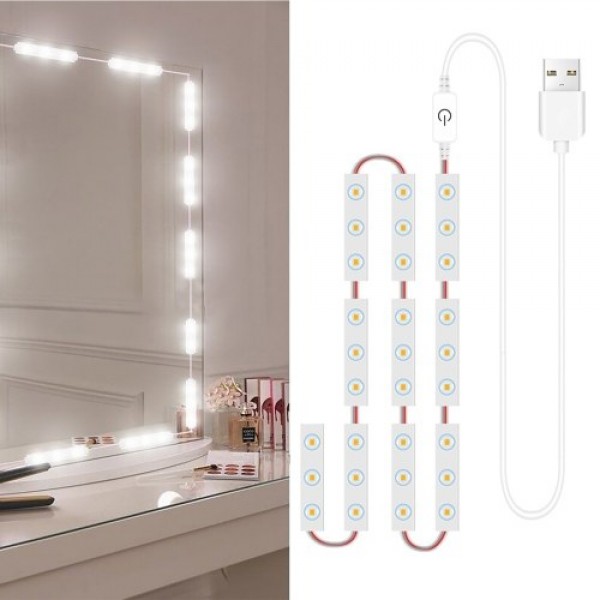 2 PCS LED Makeup Mirror Lights Dimmable Touch Control Vanity Mirror Lights Bathroom Mirror Light with USB Cable LED Strip Lights