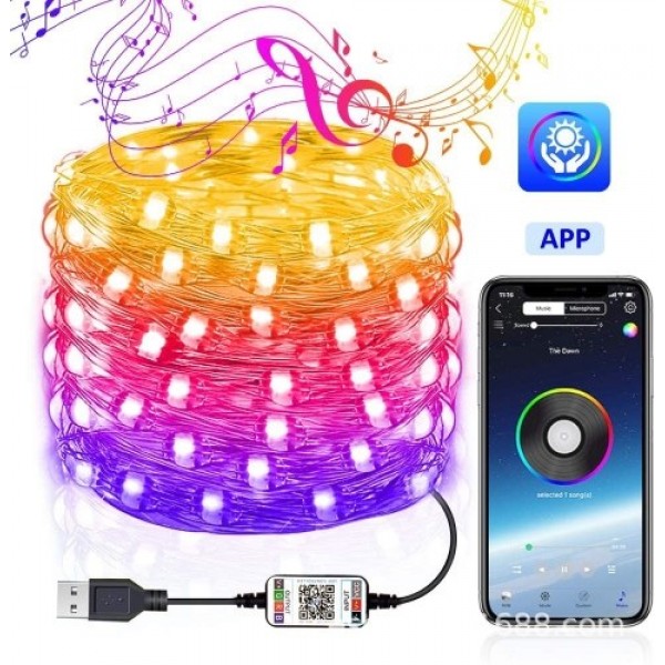 USB Bluetooth Light String Mobile Phone APP Copper Wire Light Christmas Decoration Light String