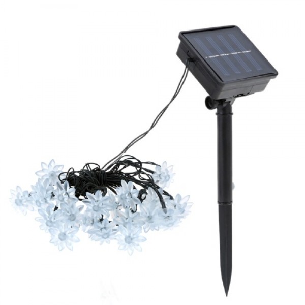 5M 20LEDs Solar Powered Energy Warm White Flower String Fairy Light Outdoor Lamp 2 Diverse Lighting Effects