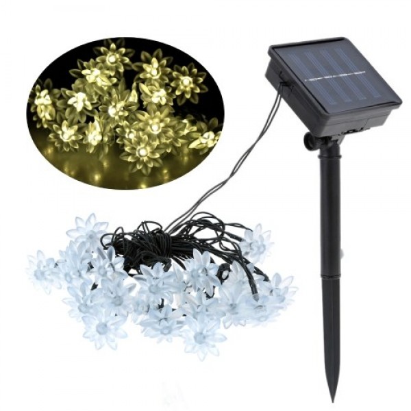 5M 20LEDs Solar Powered Energy Warm White Flower String Fairy Light Outdoor Lamp 2 Diverse Lighting Effects