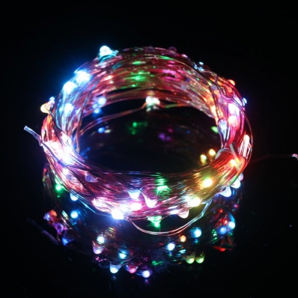 Tomshine 10M/33FT 100LEDs Starry Copper Wire String Extra Thin Bendable Flexible Multicolored Flashing Light Strip Christmas Hol