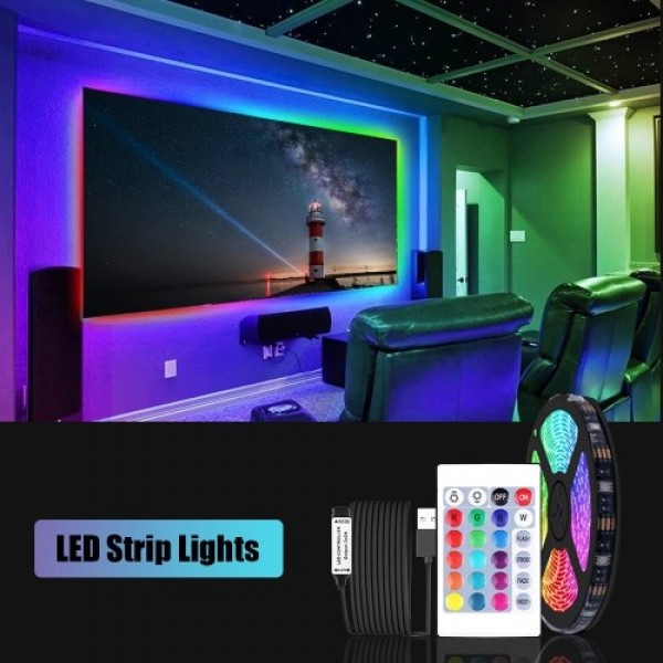 LED Strip Lights 3.28ft. RGB Waterproof Tape Lights with IR Remote Control 16 Colors 4 Modes 5050 Color Changing LED Lights for 