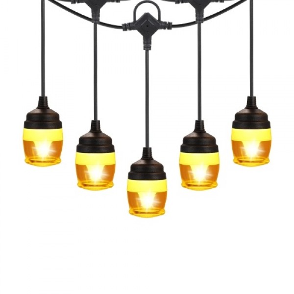 38FT Hang-ing Light LEDs String Light with 12pcs Shatterproof Light Bulbs Transparent Lampshade