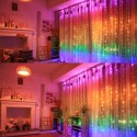 10 X 9 FT 280LEDs Rainbow Curtain String Lights Colorful Curtain Fairy Lights Christmas Decorative Hanging Lights Copper Wire Wa