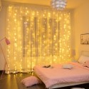 10*10FT 300LEDs Curtain Fairy String  Lights Christmas Decorative Hanging Lights Copper Wire Waterfall Lights with 8 Modes Remot