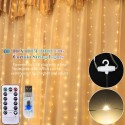 10*10FT 300LEDs Curtain Fairy String  Lights Christmas Decorative Hanging Lights Copper Wire Waterfall Lights with 8 Modes Remot