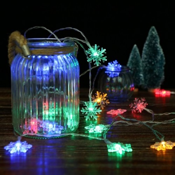 0.6W 1.5M 10 LEDs Snowflake String Light