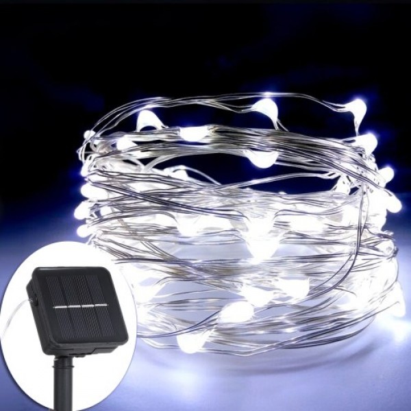 1.2W 2M/6.6Ft 20 LEDs Solar Powered Energy Copper Wire Fairy String Light (White)