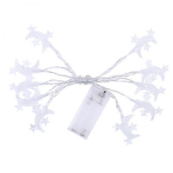 1.5 Meters 10 LEDs Moon &amp; Stars Fairy String Light 2 * AA B-attery Powered Cell Opertaed Flexible Bendable Foldable Design W