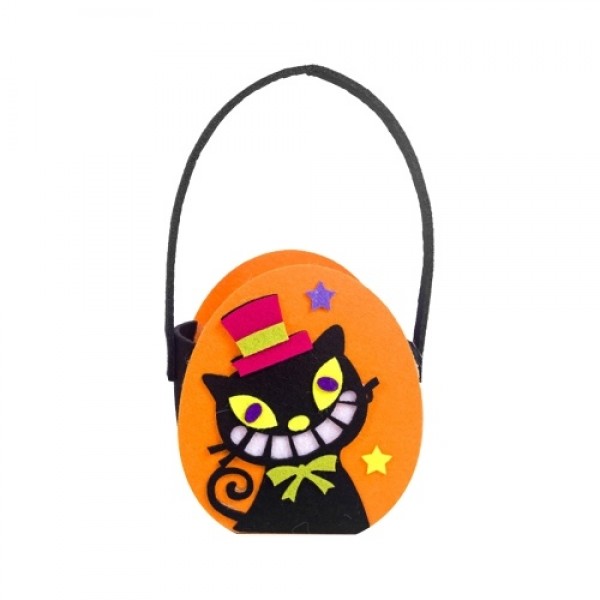 Hot Halloween Candy Bag Candy Fabric Felt Storage Basket Pumpkin Cat Gift Basket Kids Trick or Treat Handbag Decor Prop