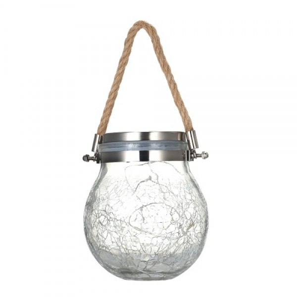 Outdoor Solar Hanging Light Crack Glass Ball Solar Hanging Light Lamp Fairy Light Landscape Patio Garden Jar Solar Light 1Pcs