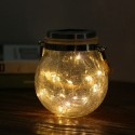 Outdoor Solar Hanging Light Crack Glass Ball Solar Hanging Light Lamp Fairy Light Landscape Patio Garden Jar Solar Light 1Pcs