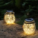 Outdoor Solar Hanging Light Crack Glass Ball Solar Hanging Light Lamp Fairy Light Landscape Patio Garden Jar Solar Light 1Pcs