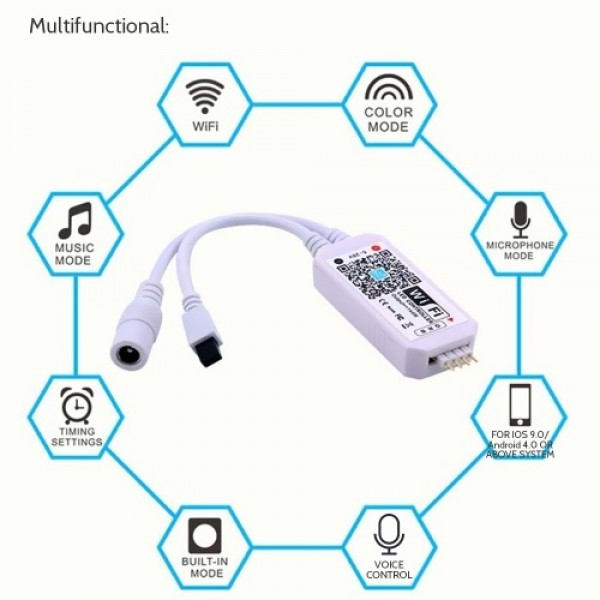 DC5-28V 144W(Max.) RGB WIFI Intelligent Controller with Remote Control