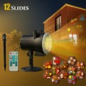 LED Christmas Projector Light 12 Patterns RF Remote Control 3-15 m Projection Distance