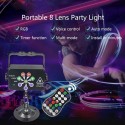 Disco Light Portable 8 Lens LED Stage Projector Sound Activated DJ Disco Lights