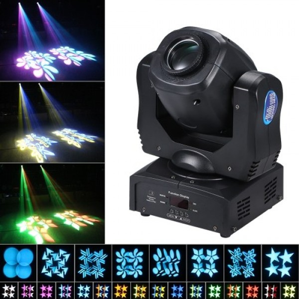 120W LEDs Moving-heads Stage Light 9/15CH 8 Patterns and 16 Colors DMX512 Sound-activated Gobos Spotlight