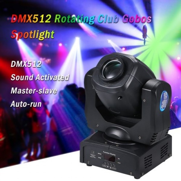 120W LEDs Moving-heads Stage Light 9/15CH 8 Patterns and 16 Colors DMX512 Sound-activated Gobos Spotlight